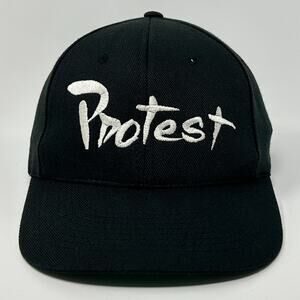 Vintage 90s Protest Hat Baseball Cap Activism Activist 6 Panel Snapback Black